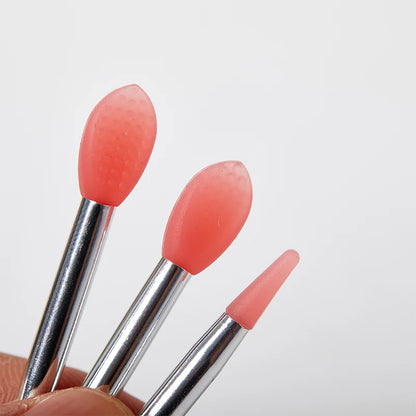 3PCS Silicone Lip Mask Brush With Sucker Dust Cover