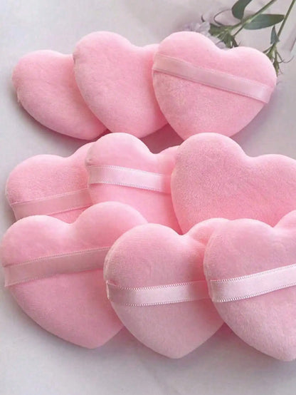 Pink Heart-Shaped Reusable Cosmetic Puffs